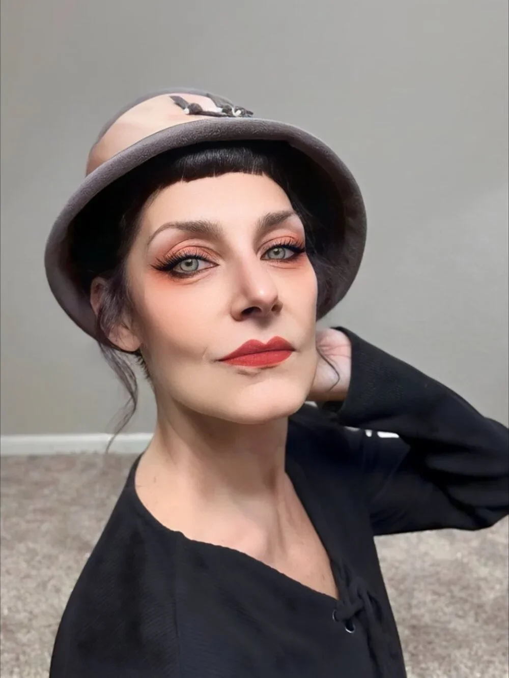 1920s Gray Felt & Pink Satin Bucket Hat Marshall Fields Deadstock NWOT Flapper